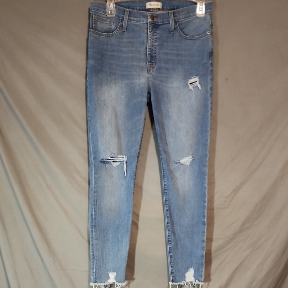 Madewell Medium Blue Distressed Skinny Jeans - Picture 1 of 6